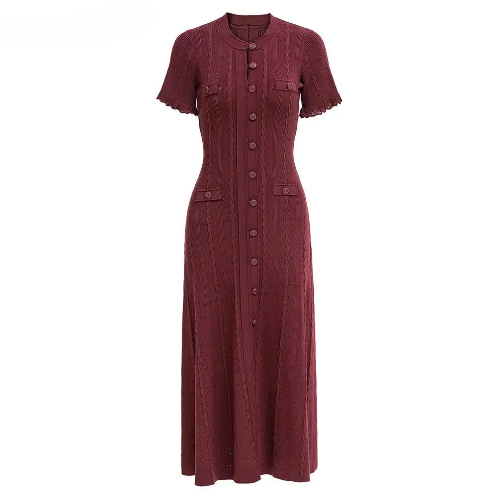 2025 New Arrival Elegant Short Sleeve Women Knit Dress