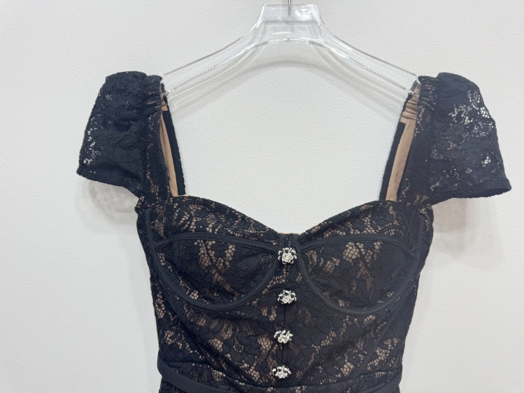 Women's Black Lace Elegant Bodycon Dress