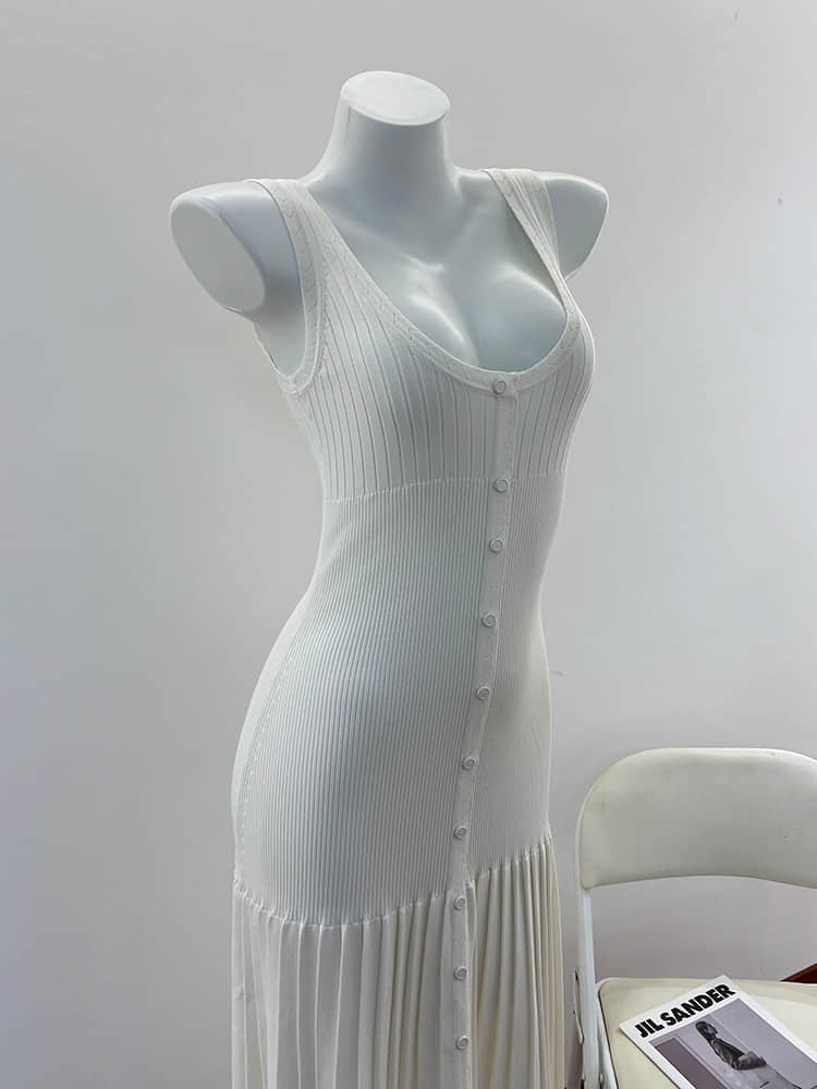 White women's knitted slim fit dress