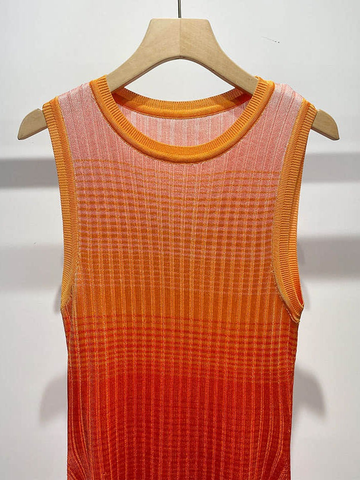 Women's Round Neck Sleeveless Gradient Dress