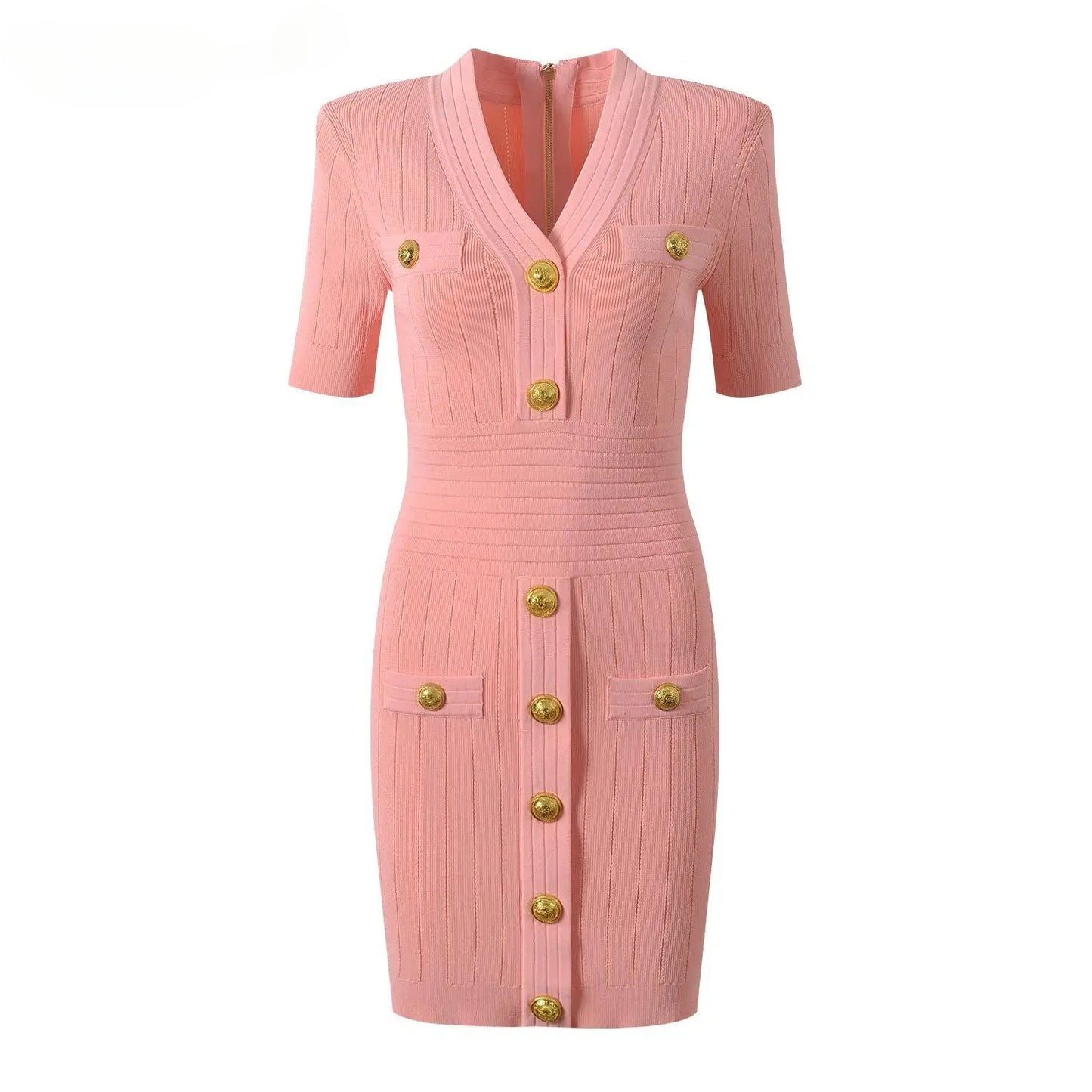 Short Sleeve V-neck Slim Knitting Casual Sheath Mini Dress Women