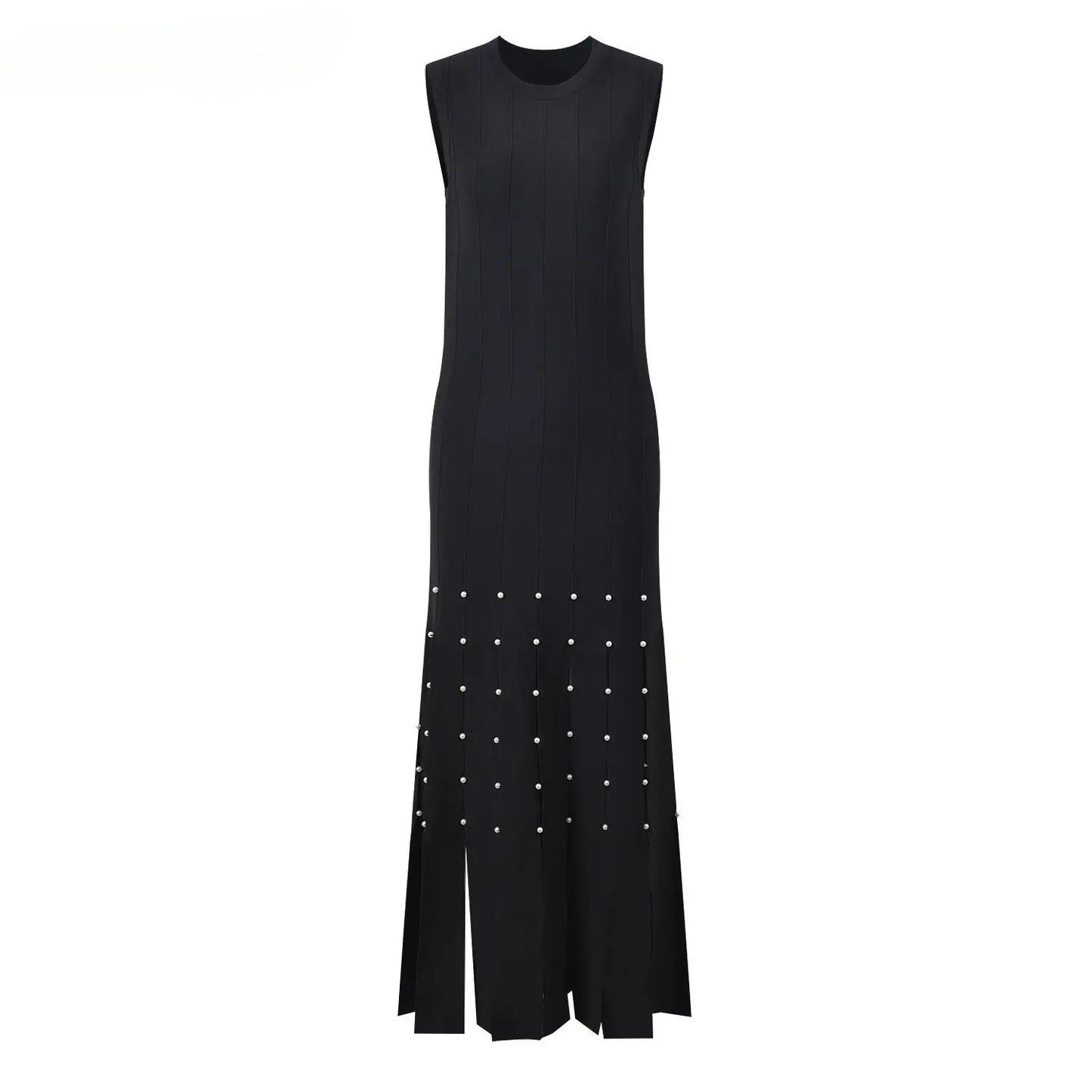 Summer O-neckline Sleeveless Women Knitted Long Tassel Dresses