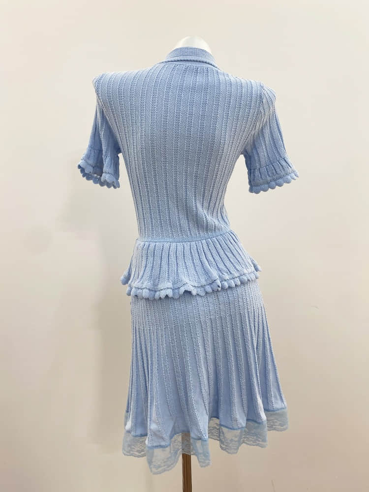 Blue short sleeve elegant dress