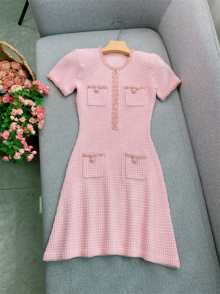 2025 pink mini short sleeve dress