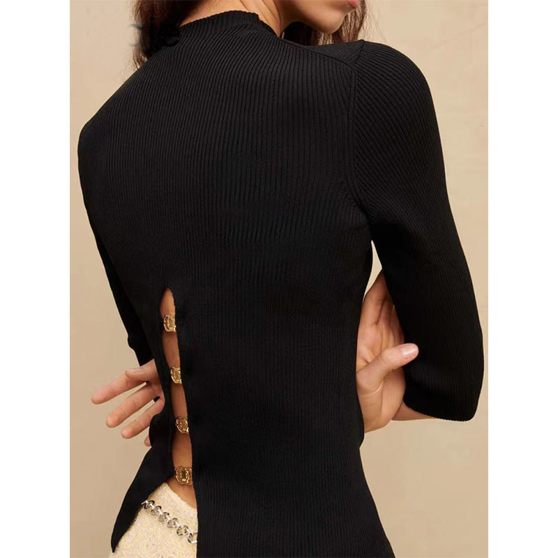 Women's short-sleeved round-neck knitted sweater