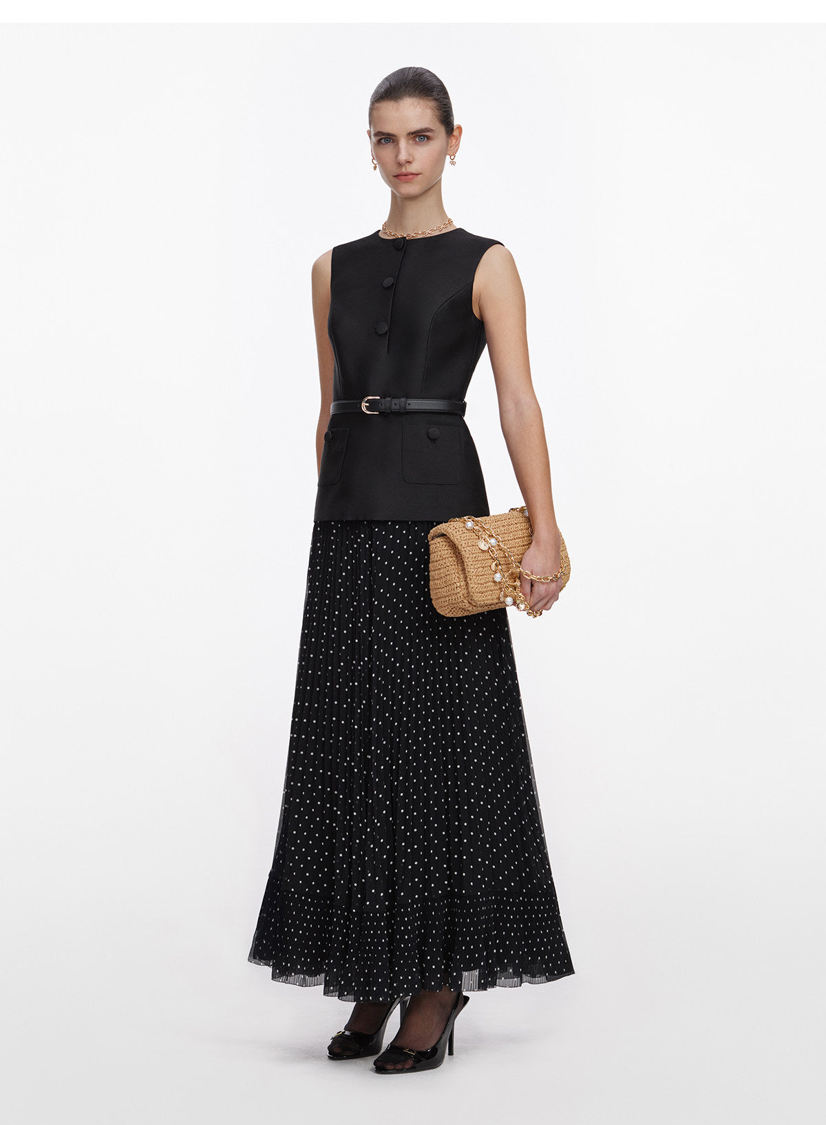Women's black polka dot dress