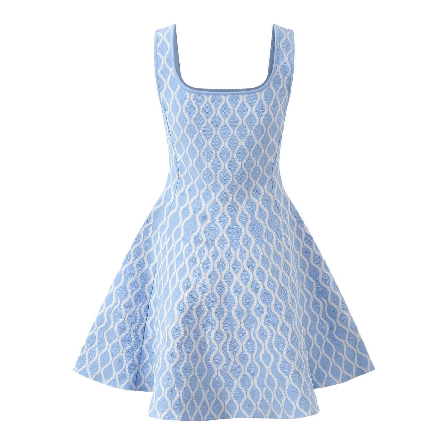 Blue Elegant Pocket Vest Knitted Mini Dress