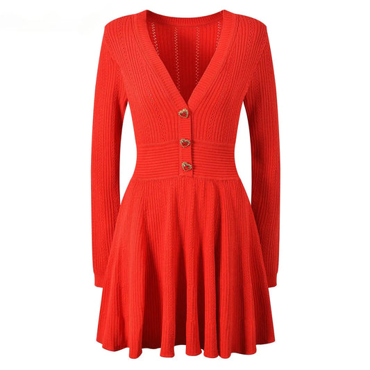 Women Knit Solid Dress