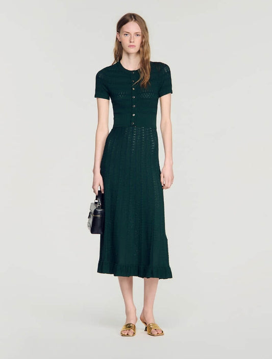 Green short sleeve round neck short sleeve dress