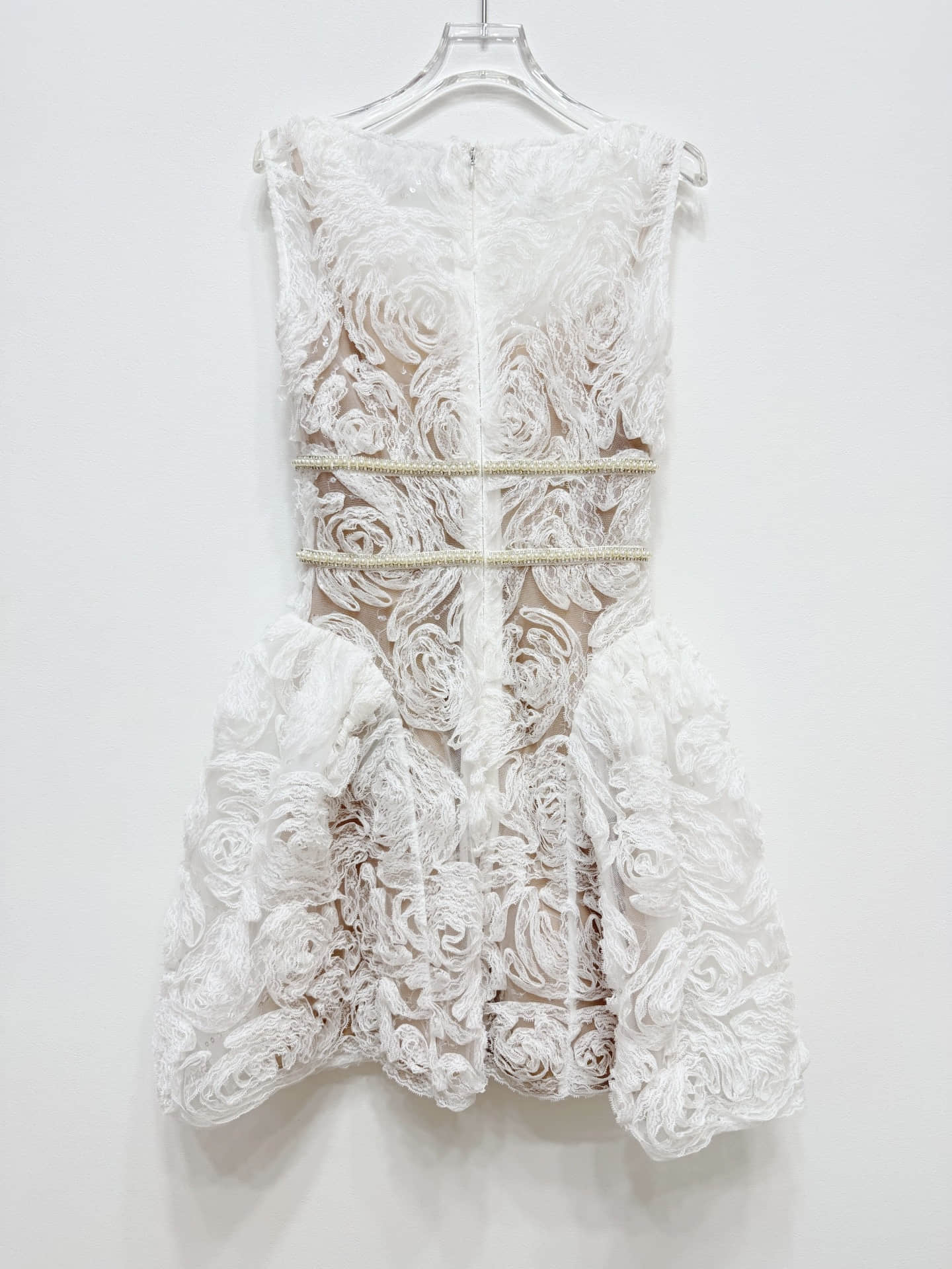 V-neck lace sleeveless mini dress