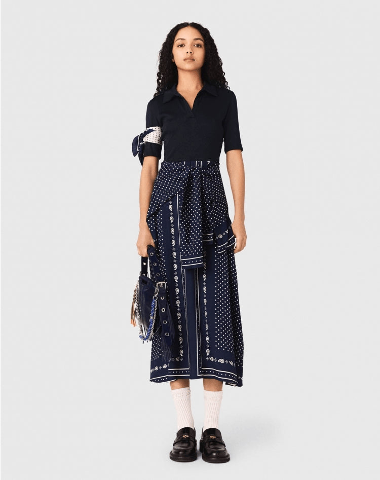Elegant short-sleeved patchwork dress