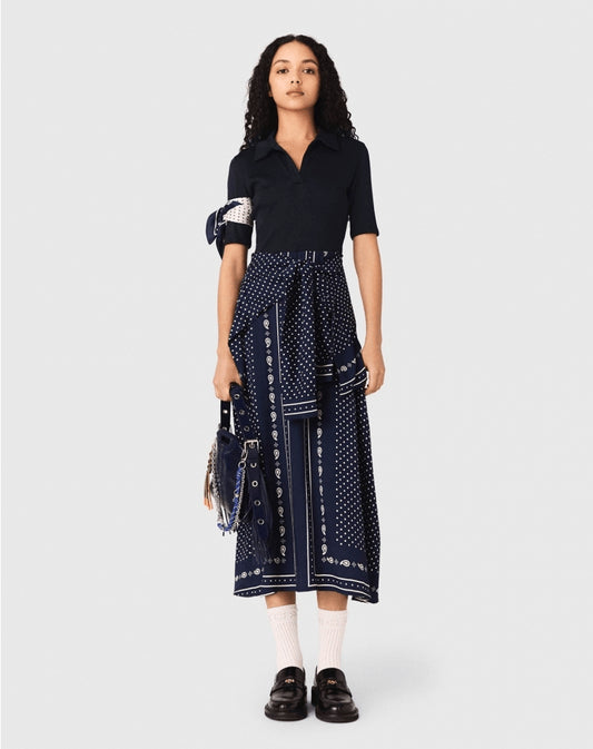 Elegant short-sleeved patchwork dress