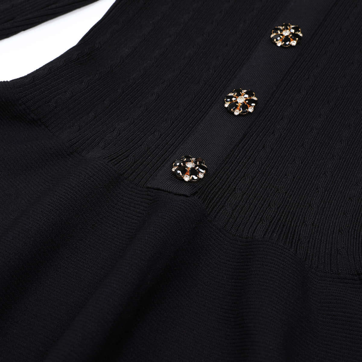 Black long sleeved knitted elegant dress