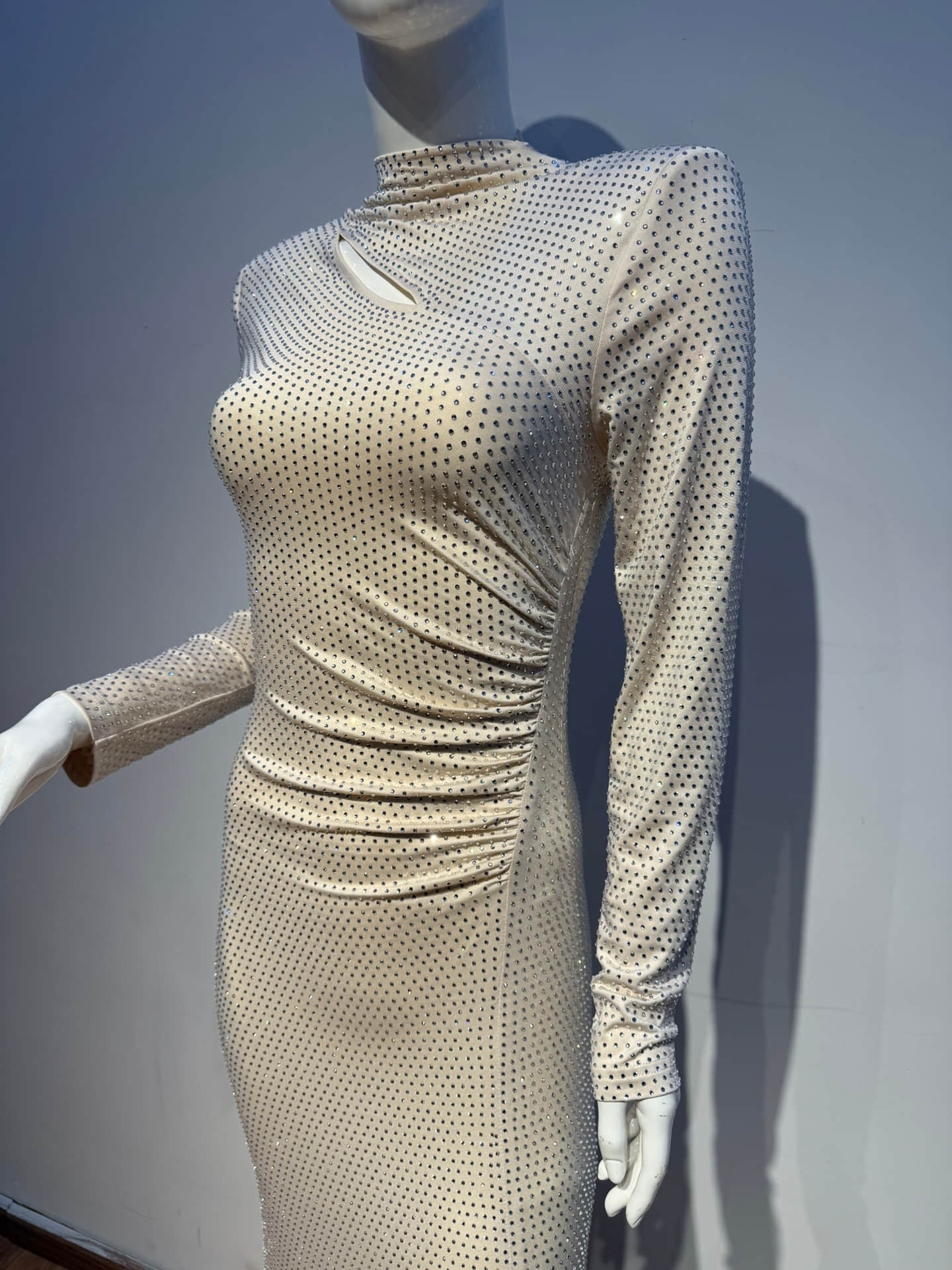 Women's long sleeve diamond long dress