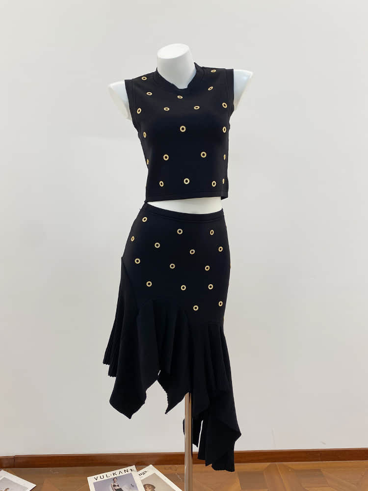 Women's black casual two piece suit