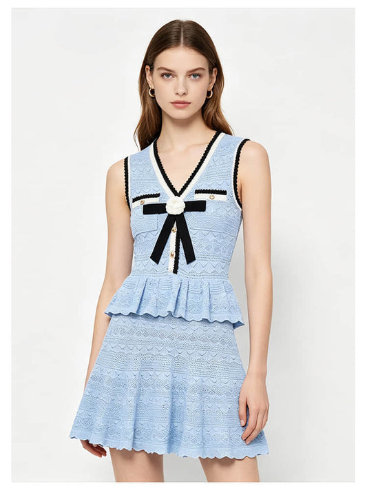 Women's blue sleeveless knitted dress