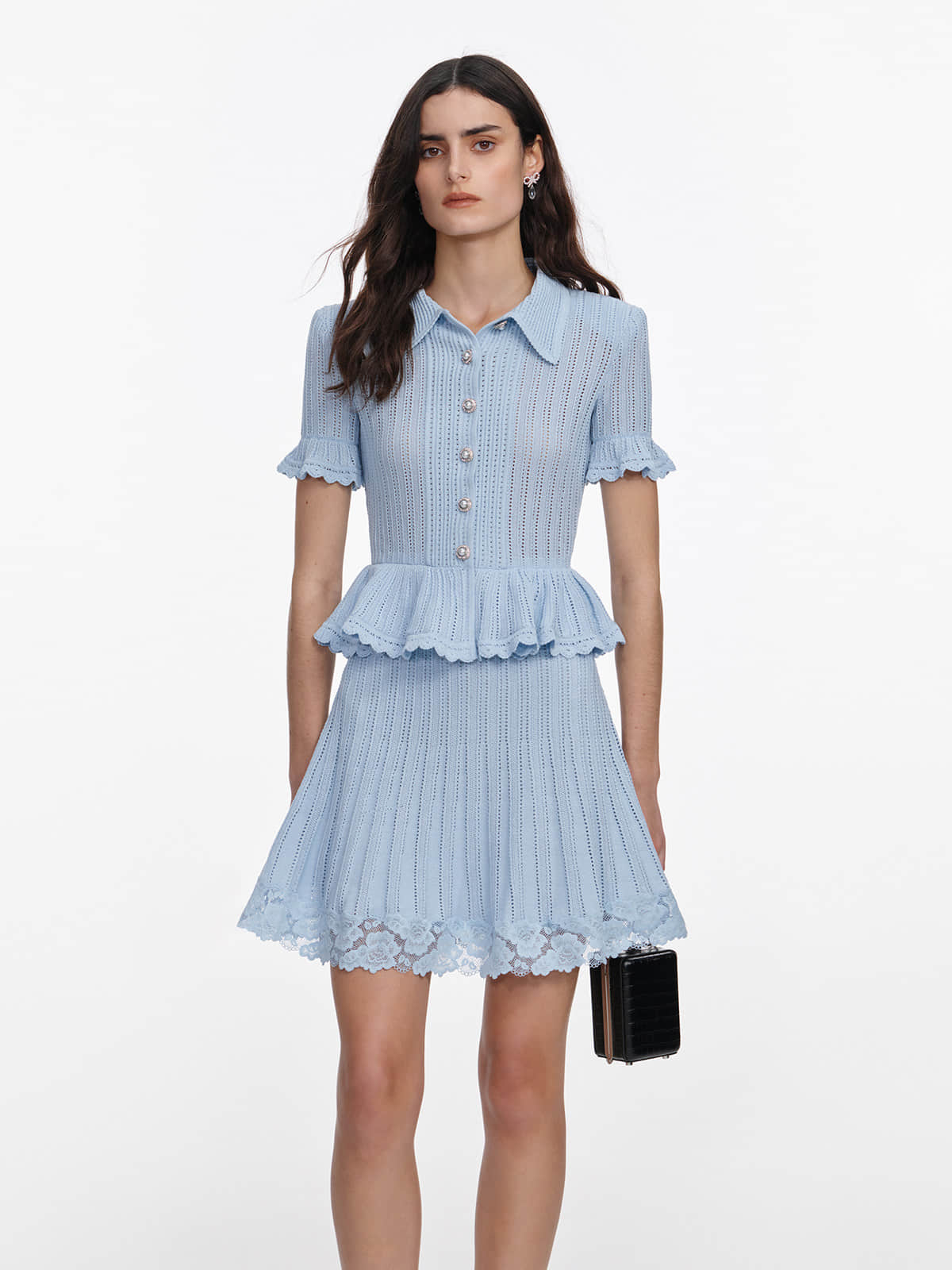 Blue short sleeve elegant dress