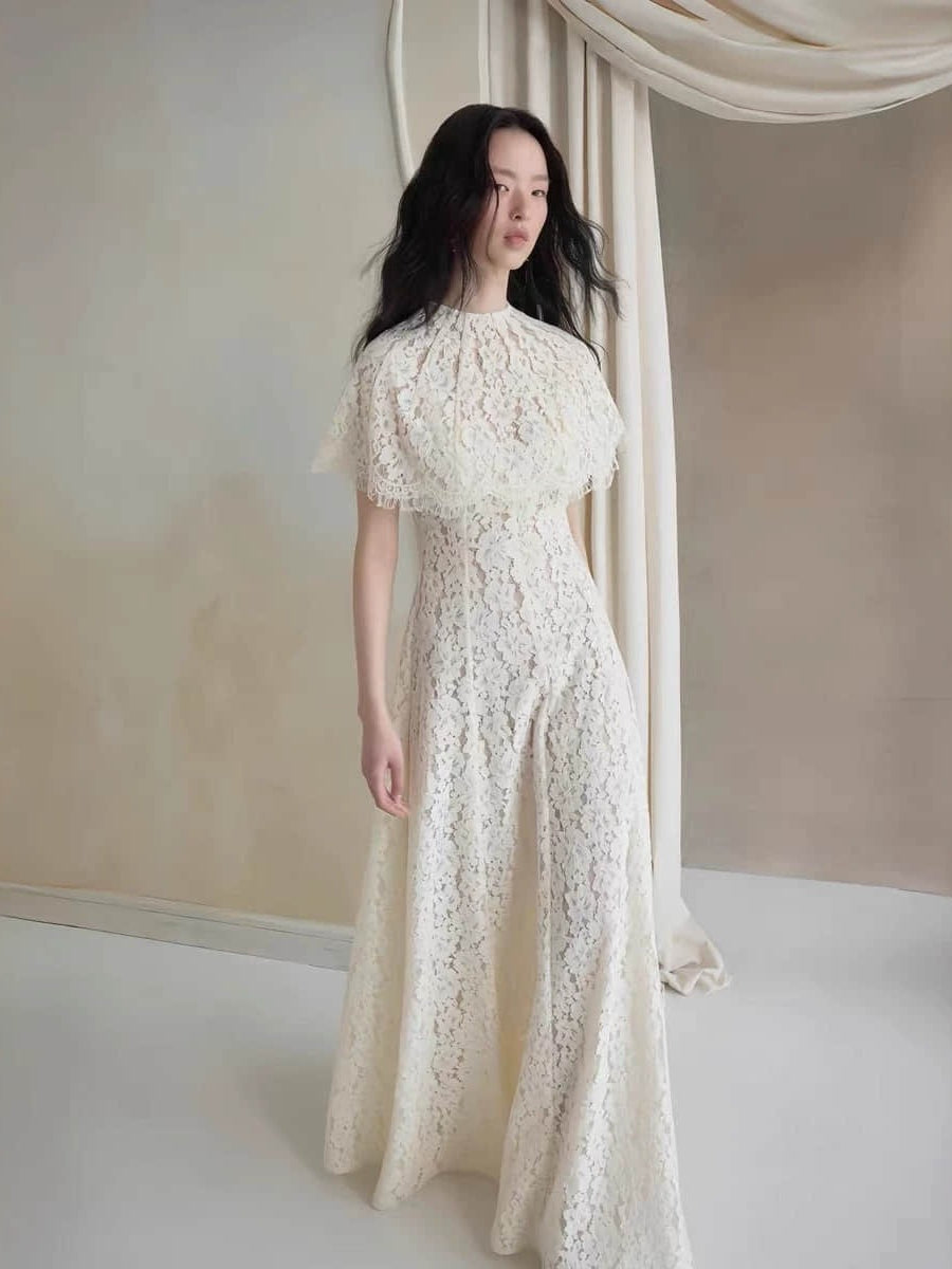 Women's lace slim and elegant long dress