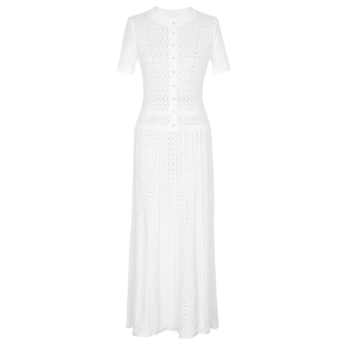 White short-sleeved slim knitted dress