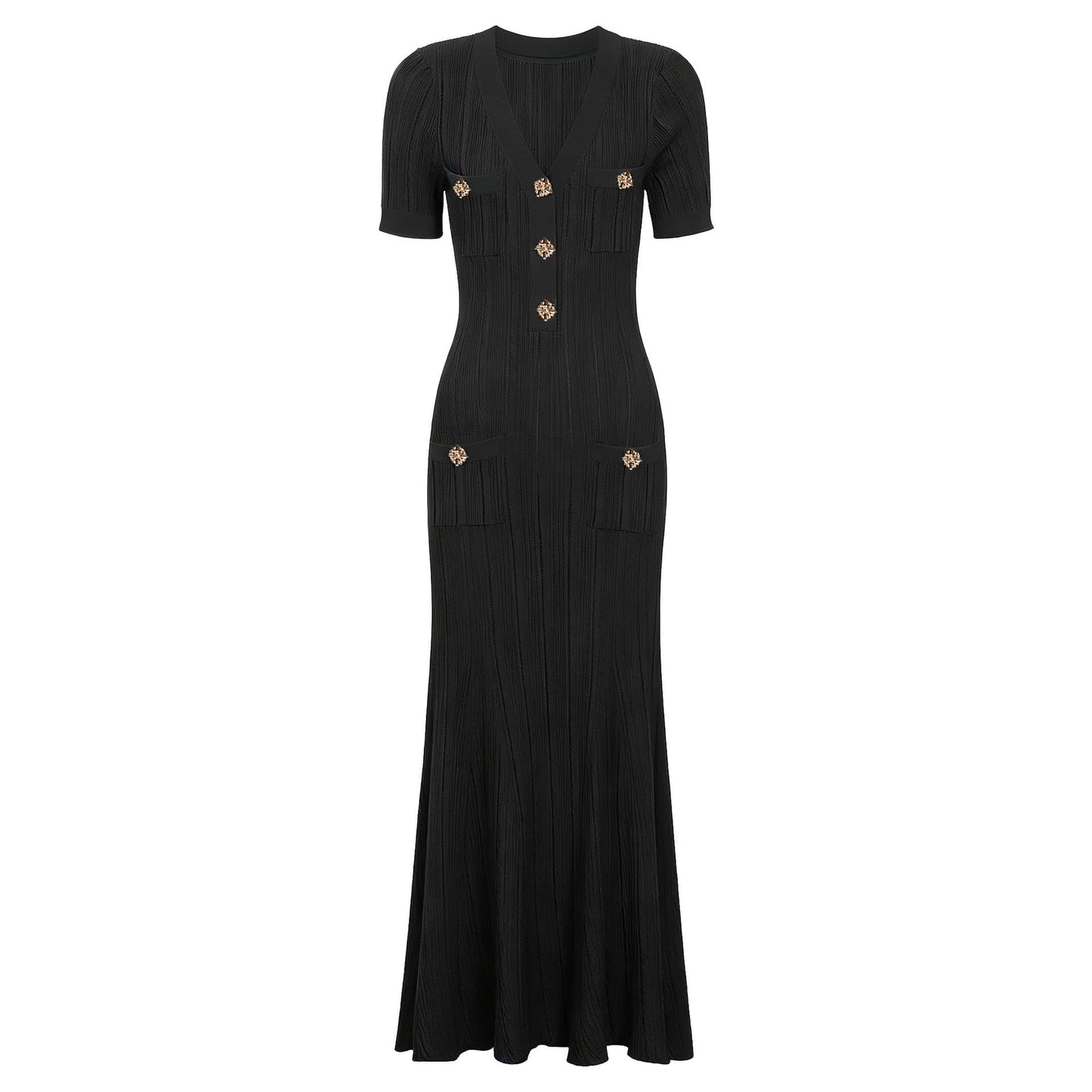 Women's short sleeve knitted slim long dress
