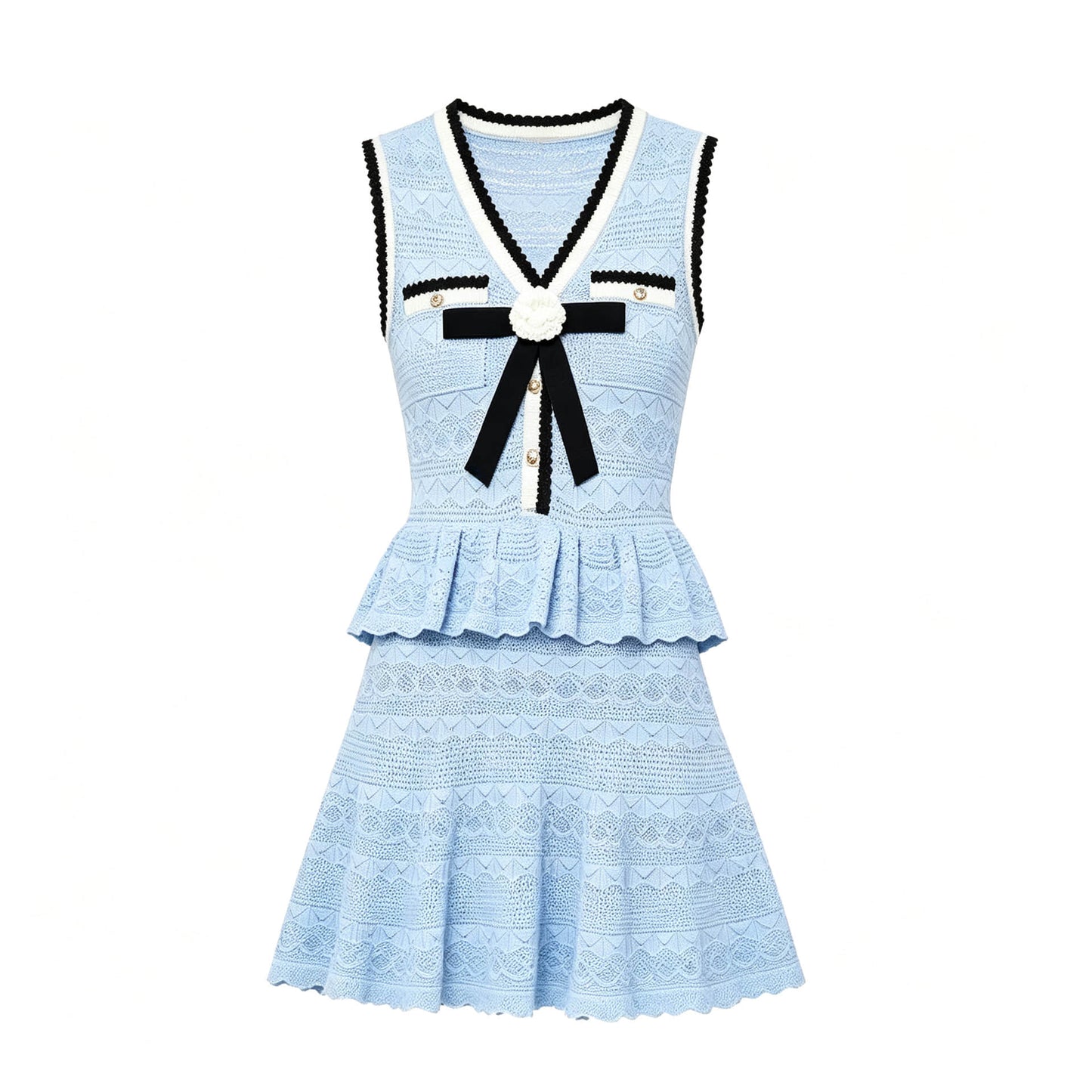 Women's blue sleeveless knitted dress