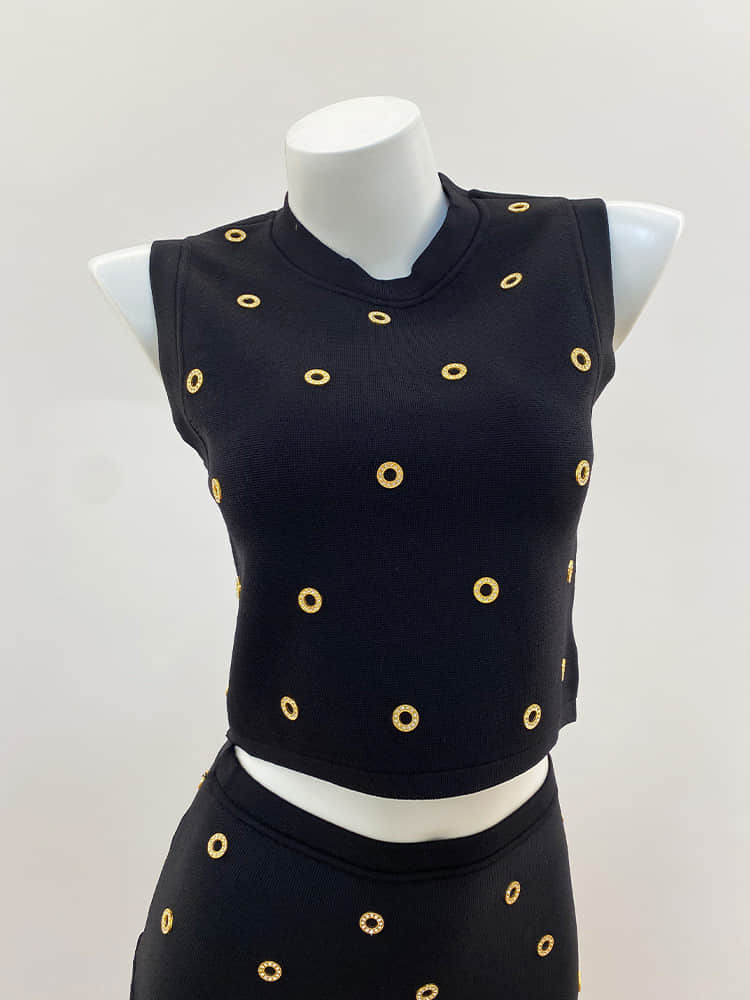 Women's black casual two piece suit