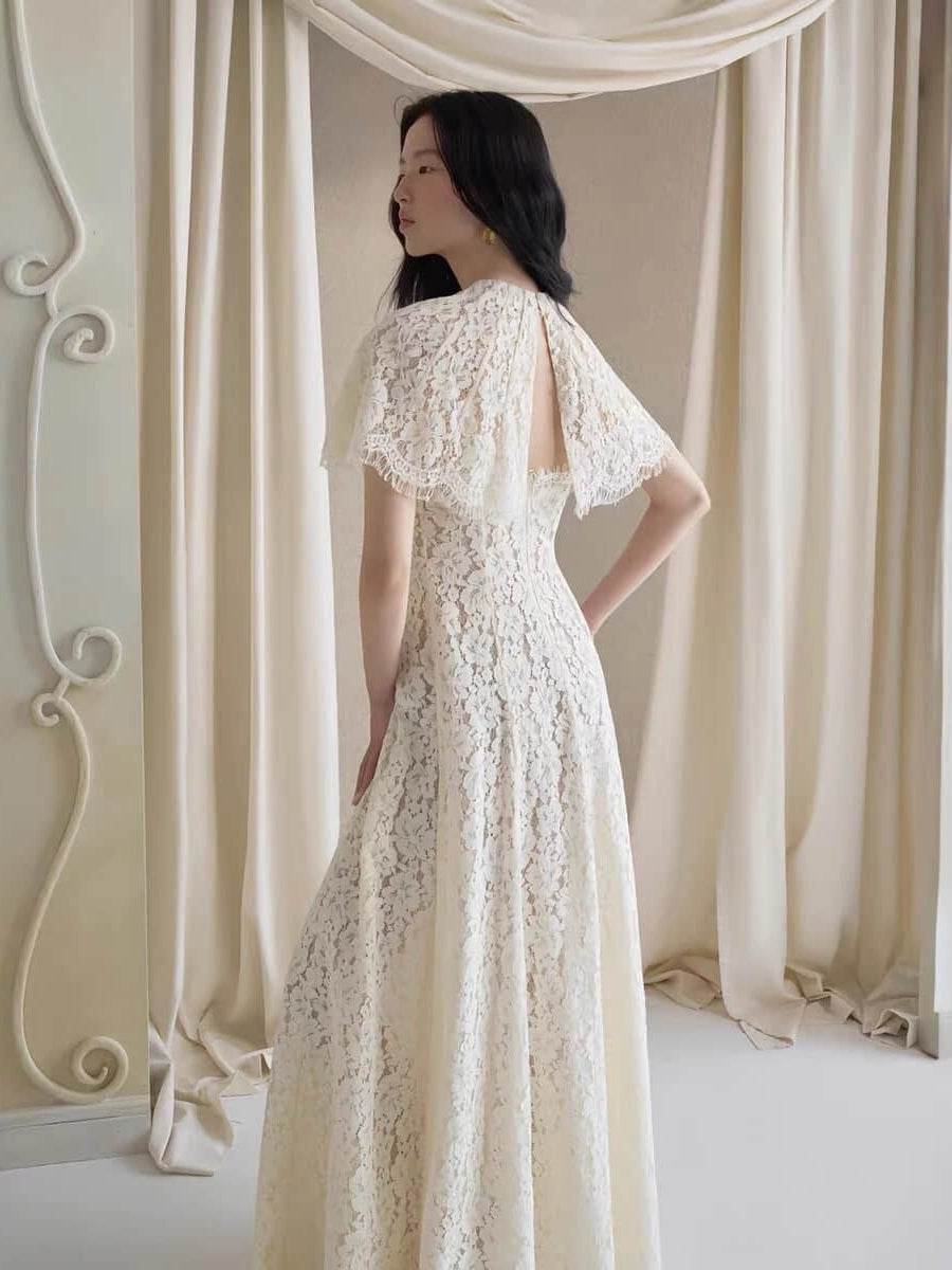 Women's lace slim and elegant long dress