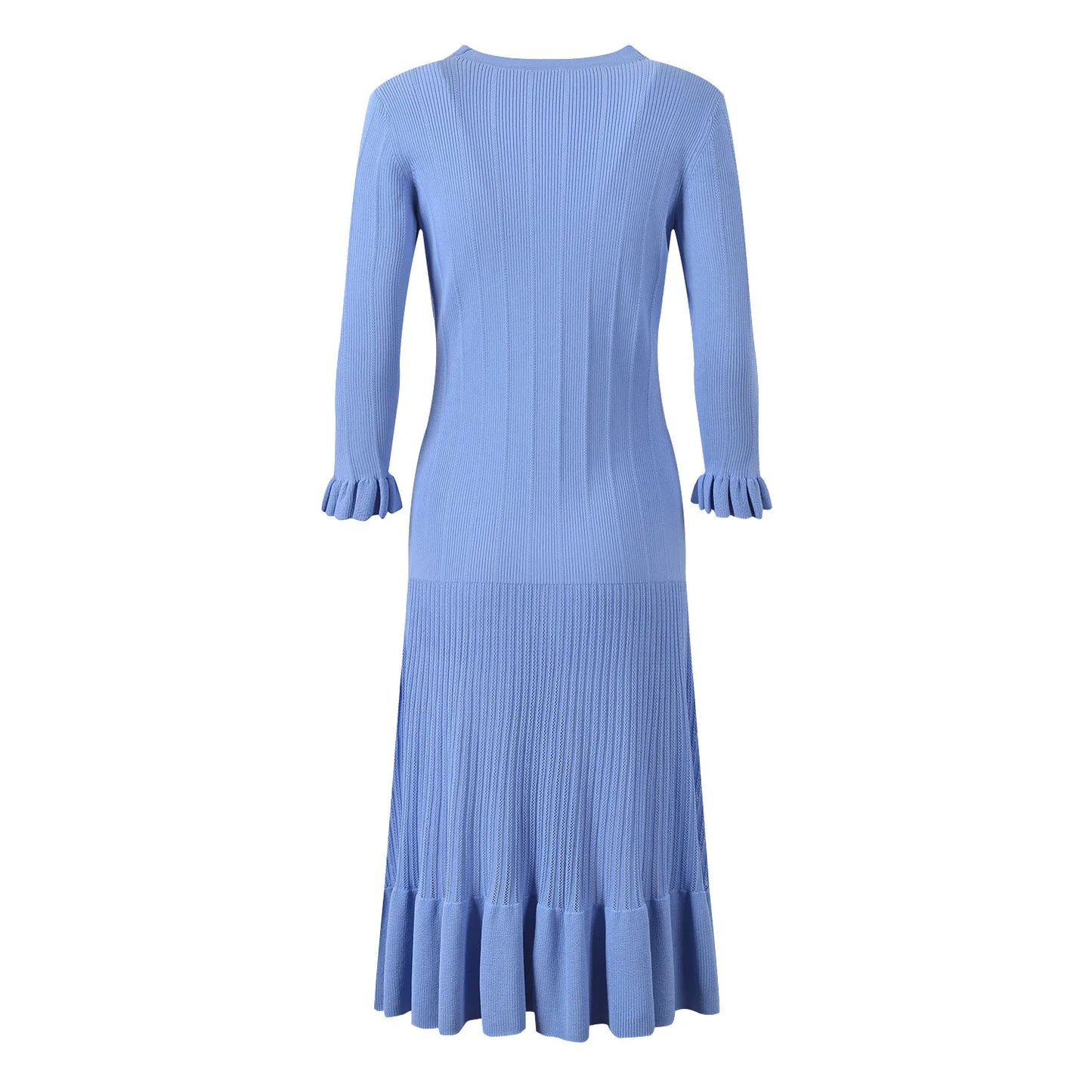 Single-breasted V-neckline Ladies Fashion Maxi Long Solid Dresses
