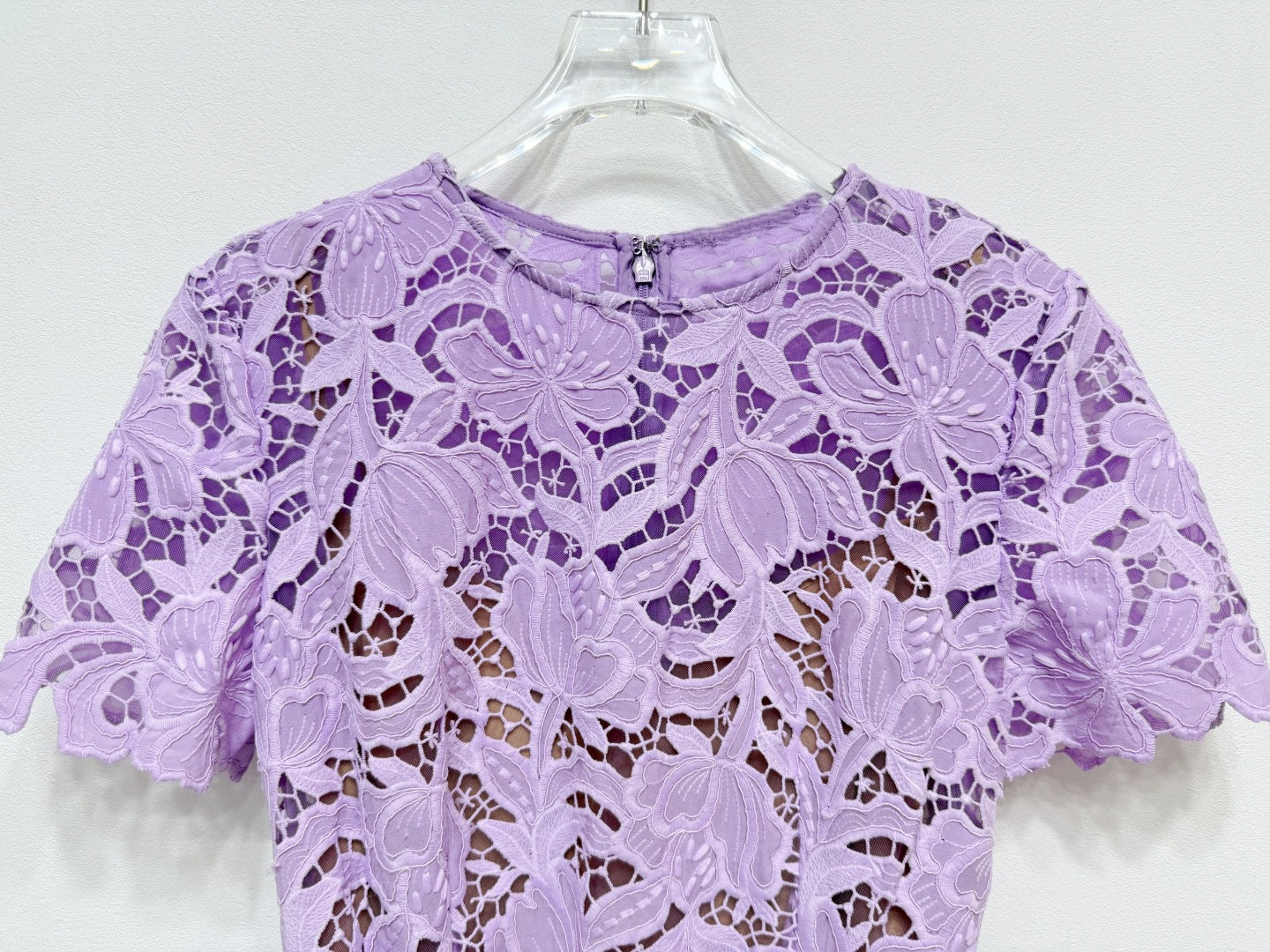 Purple short sleeve lace elegant dress