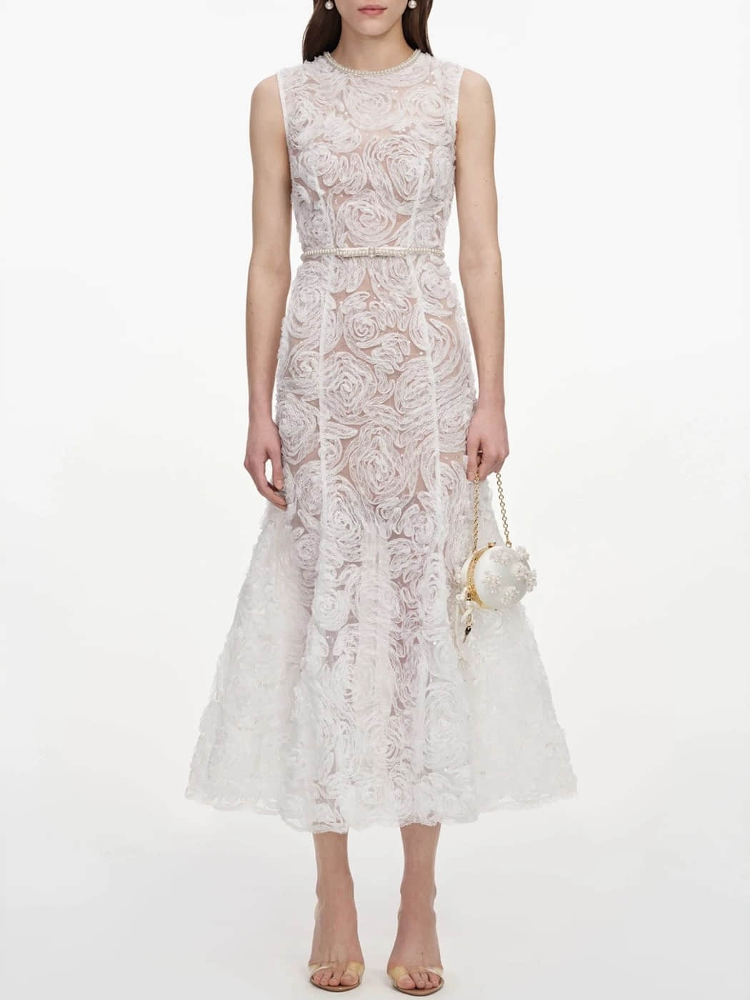 Women's short sleeve lace elegant midi dress