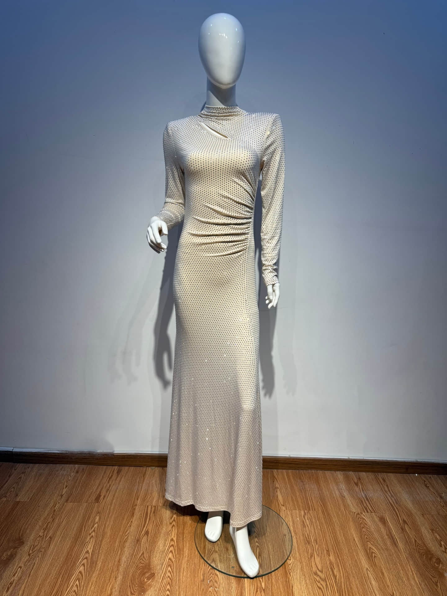 Women's long sleeve diamond long dress