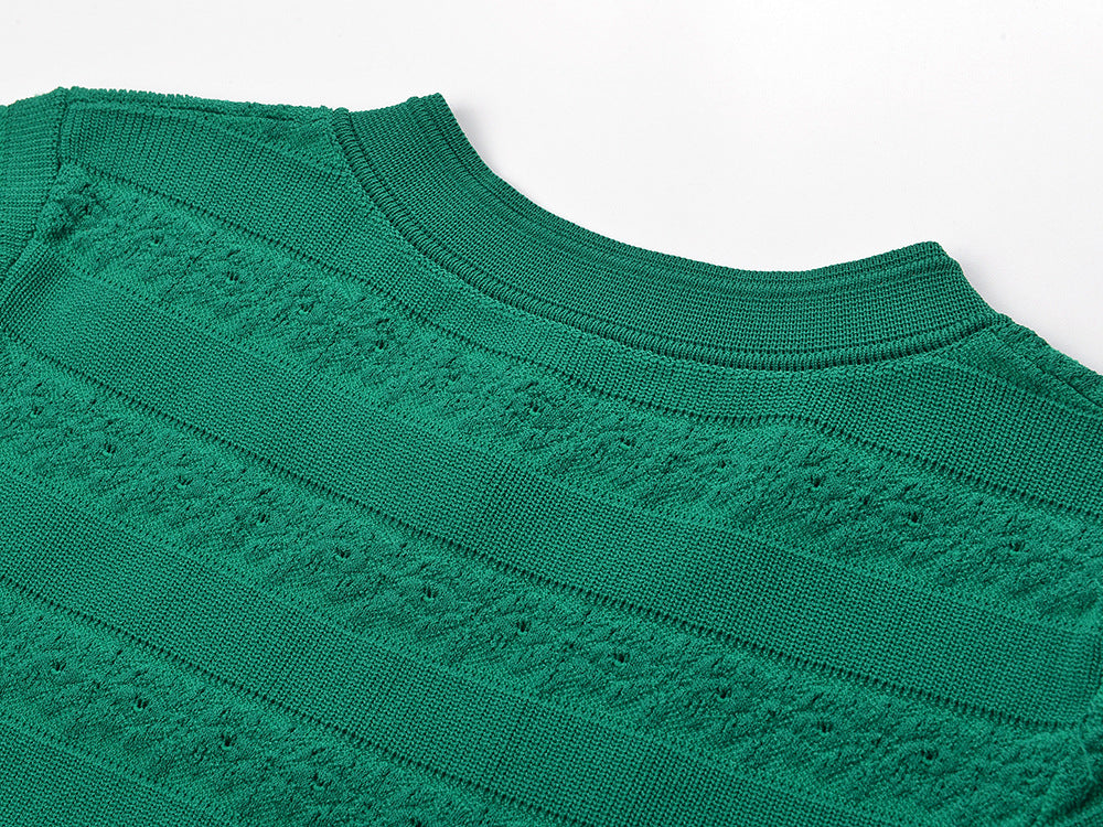 Women's green short sleeve knitted dress