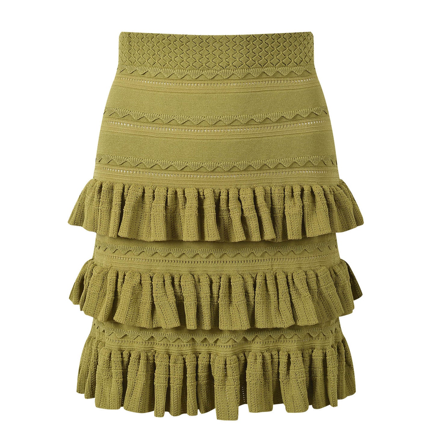 Women's green knitted casual two-piece suit