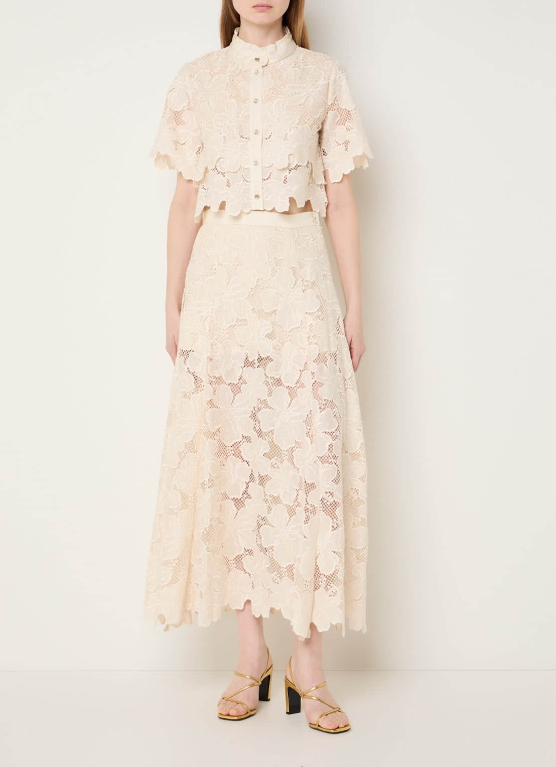 Women's lace openwork elegant two-piece set