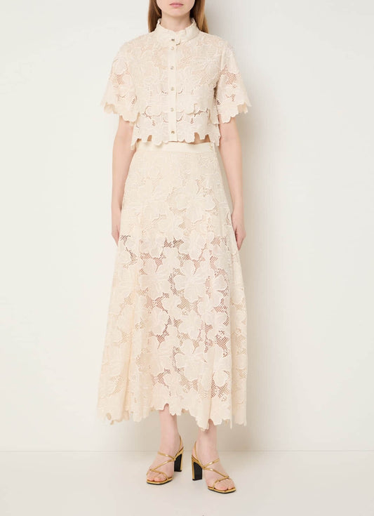 Women's lace openwork elegant two-piece set
