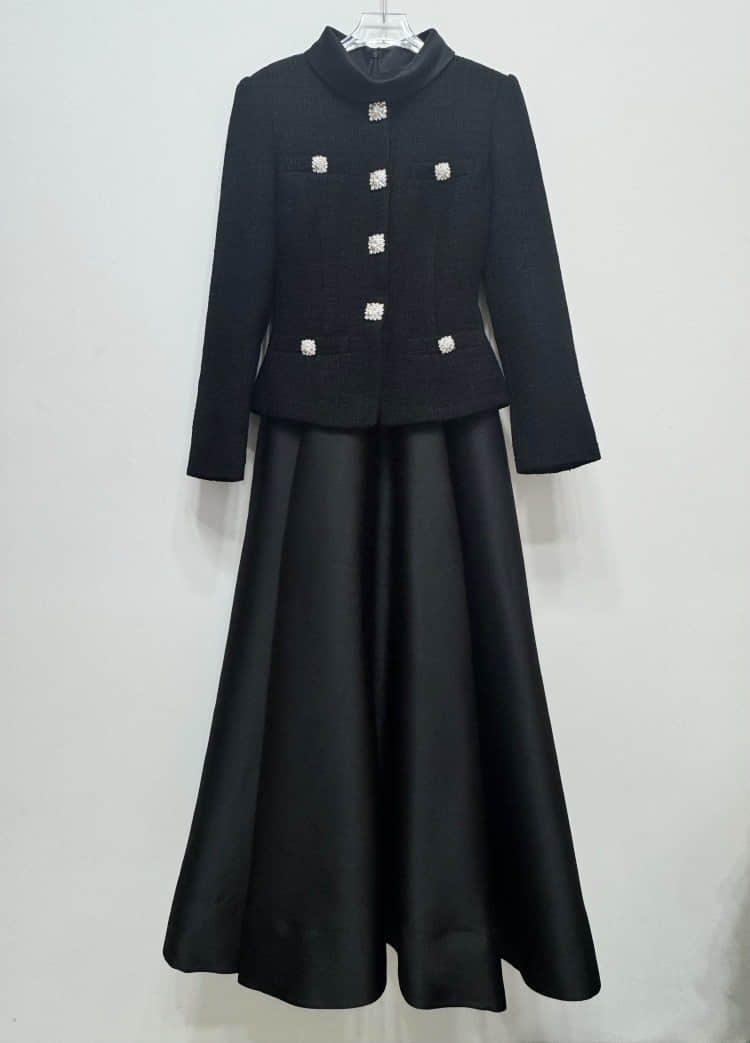 Women's Black Long Sleeve Elegant Party Dress
