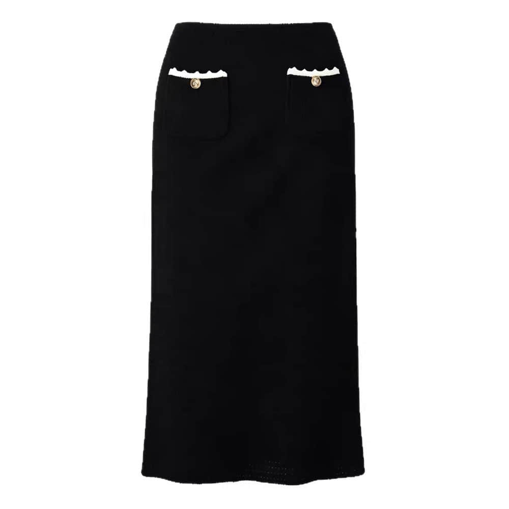 Round neck vest and skirt two-piece suit