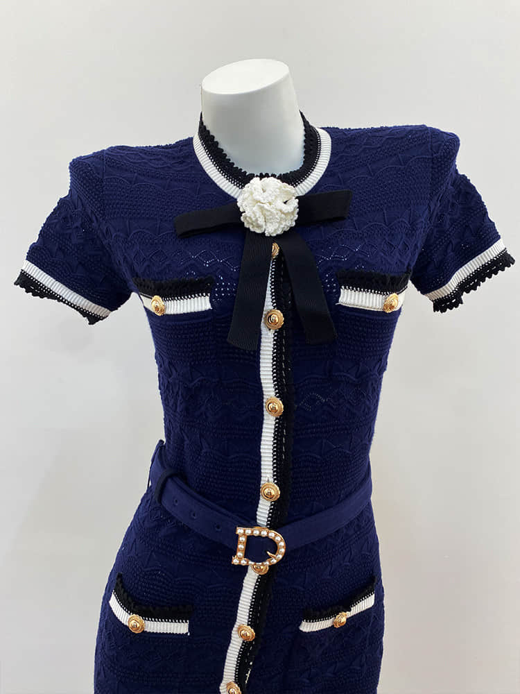 Women's round neck short sleeve long dress