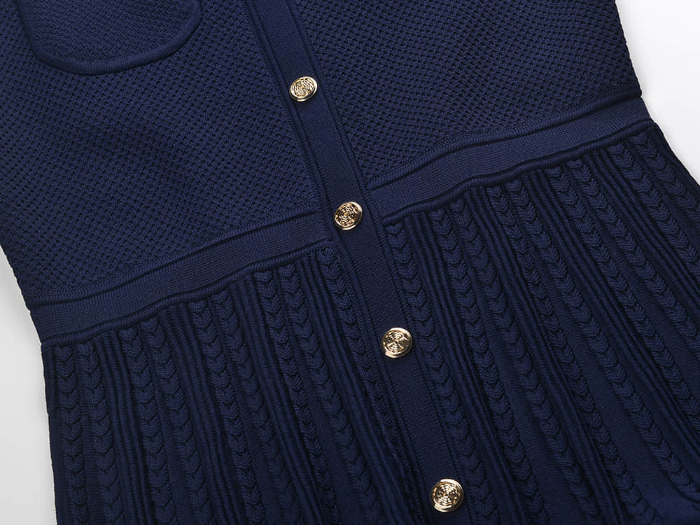 Women's deep blue sleeveless knitted dress