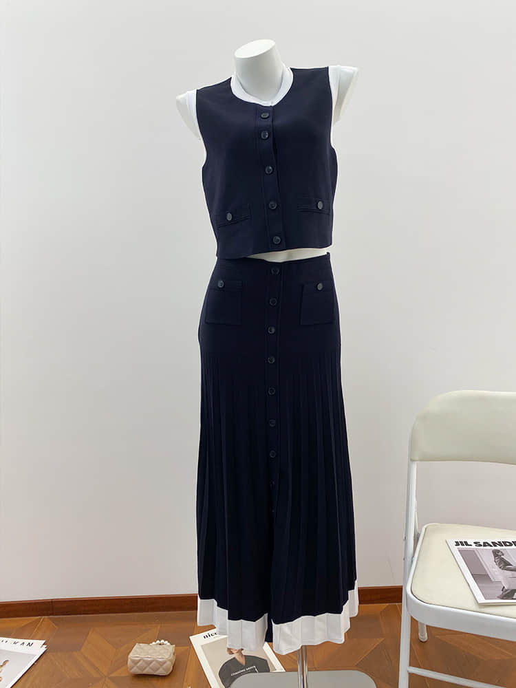 Women's slim cardigan skirt two-piece suit