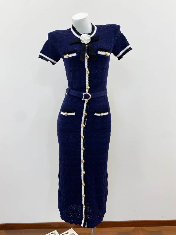 Women's round neck short sleeve long dress