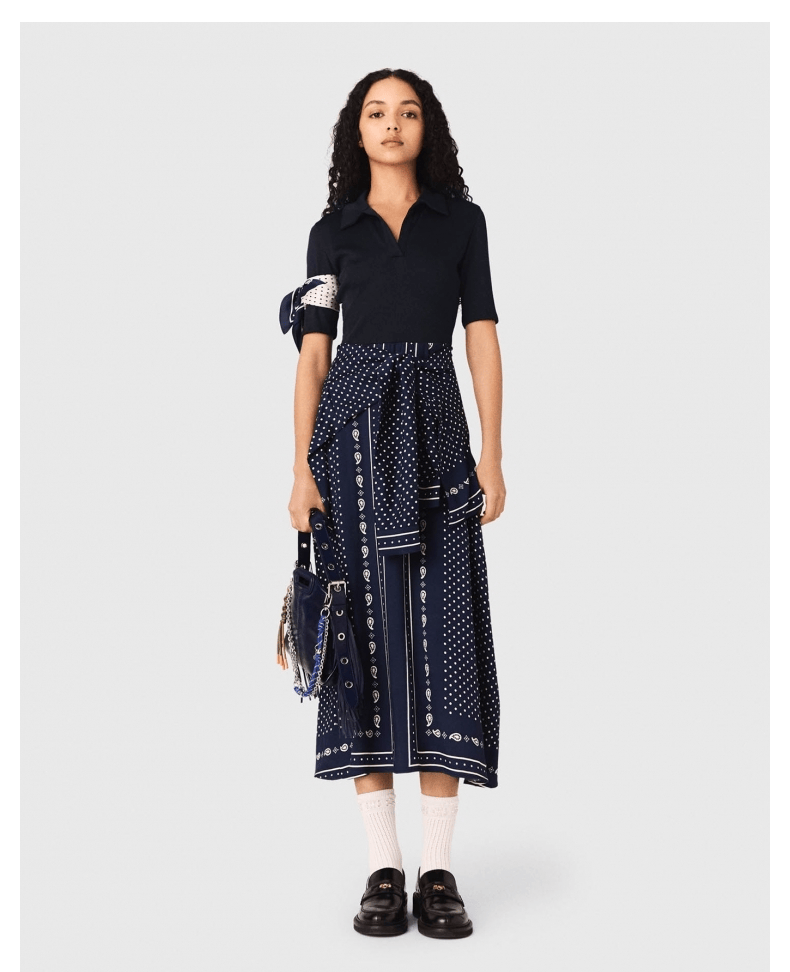 Elegant short-sleeved patchwork dress