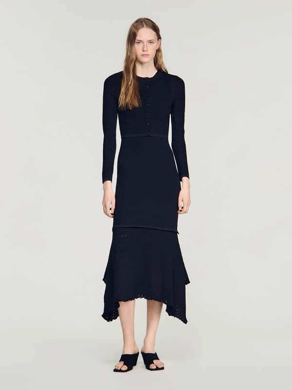 Long-sleeved cardigan and skirt two-piece suit
