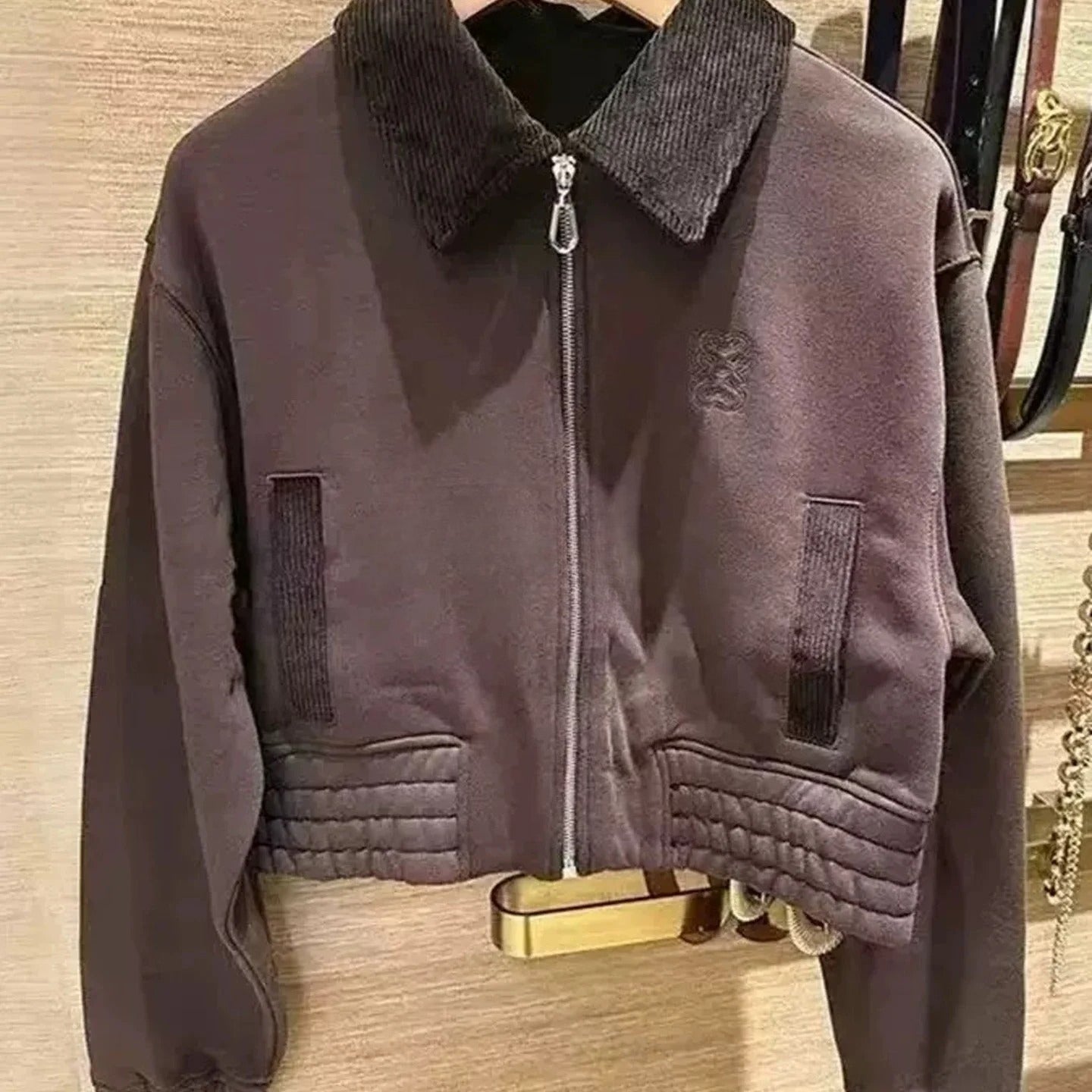 Women's retro brown wool jacket top