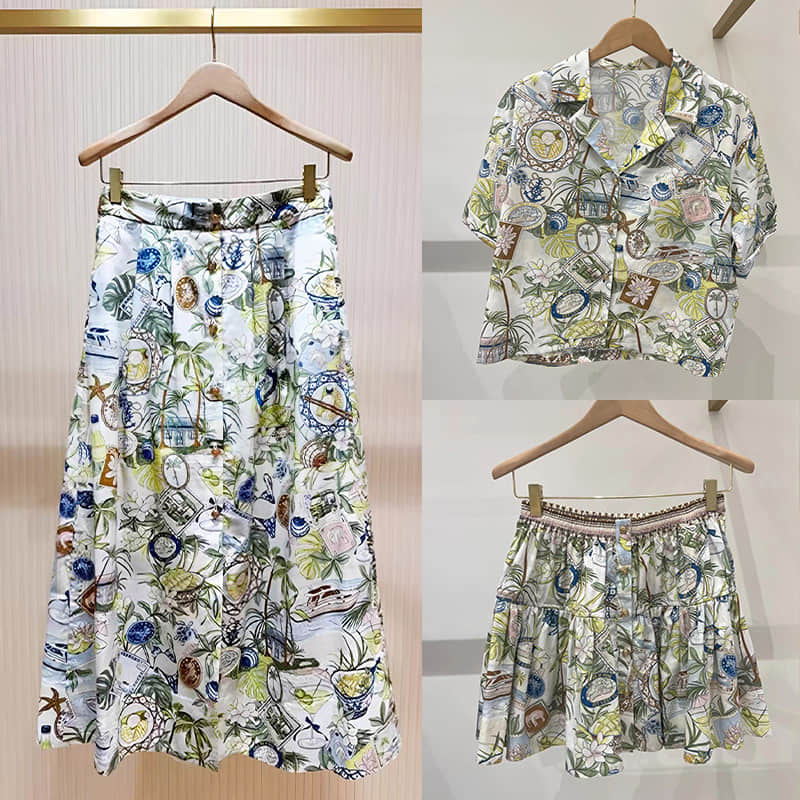 Summer casual coconut tree three-piece suit