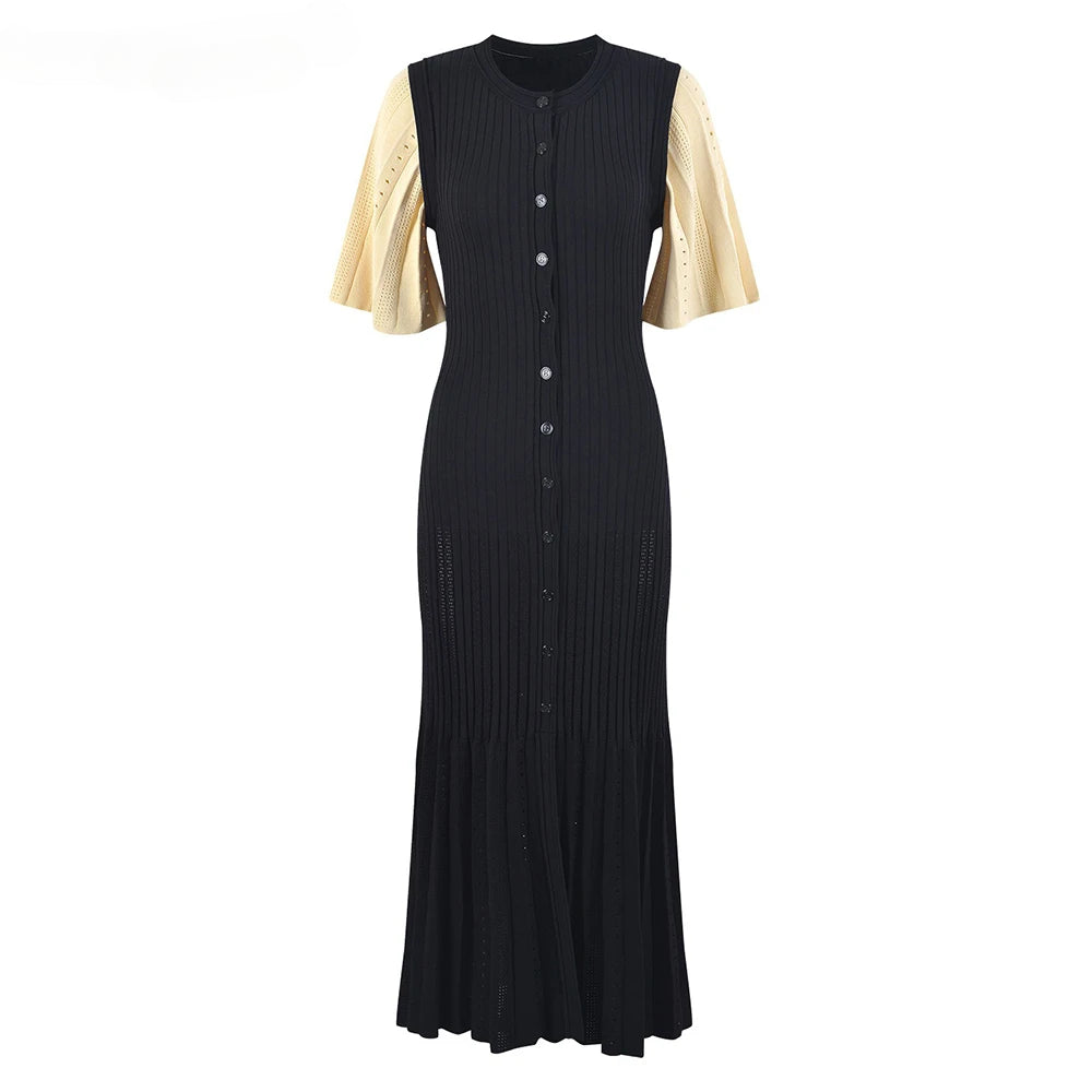 Women Knitting Dress Summer Classy Chic Lady Street Clothing Luxury Quality