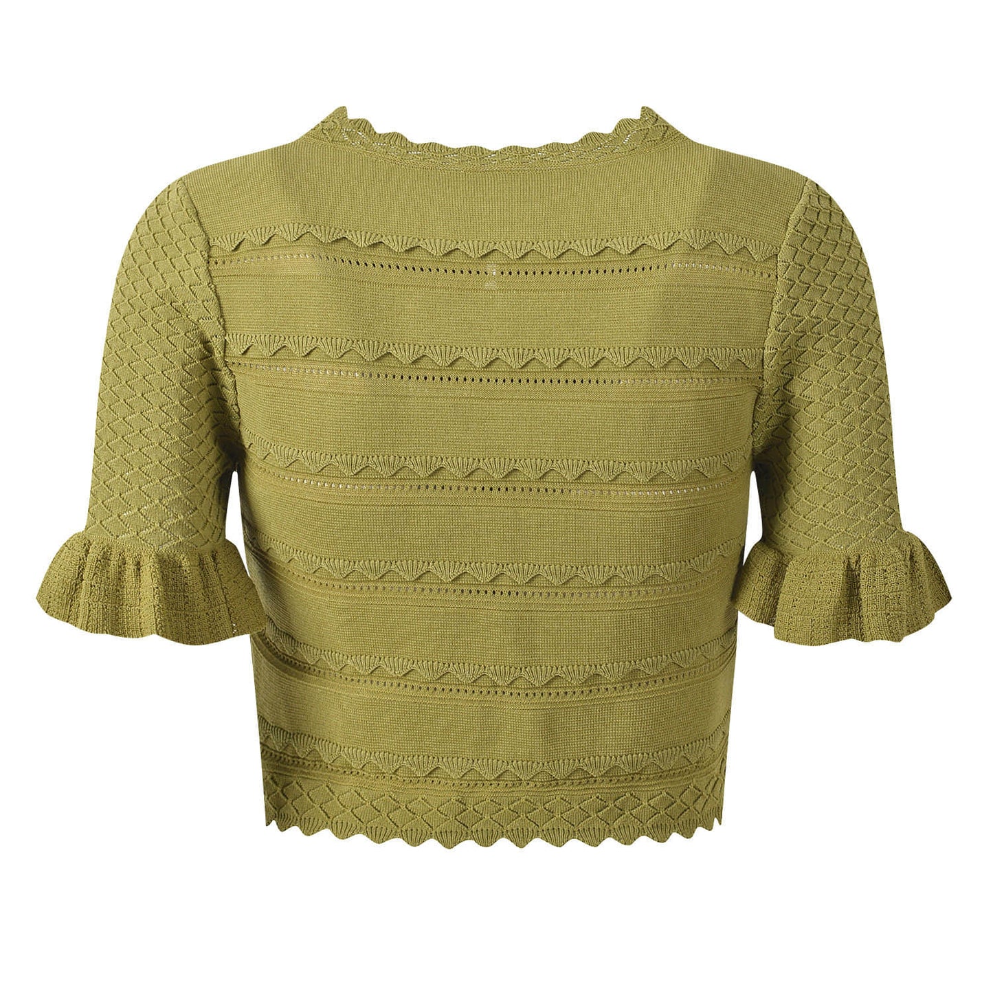 Women's green knitted short-sleeved two-piece suit