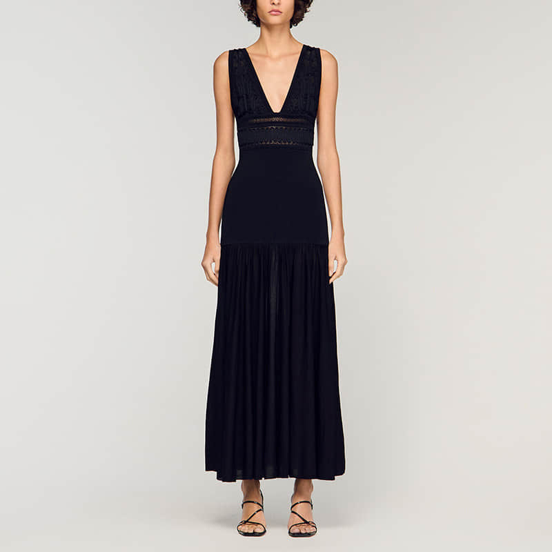 Women's black hollow out dress