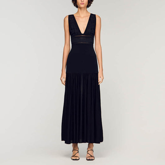 Women's black hollow out dress