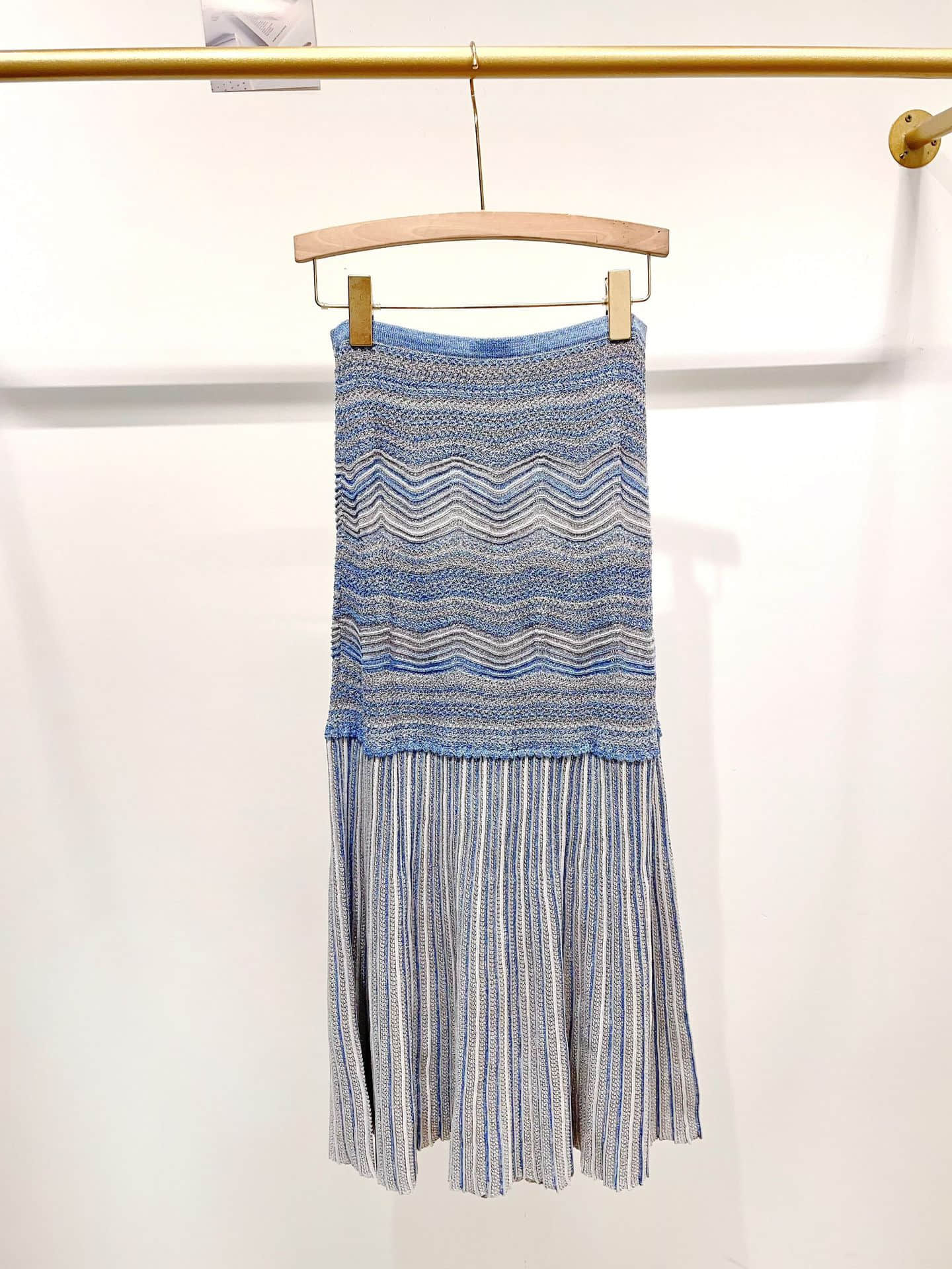 Blue striped knitted two-piece set